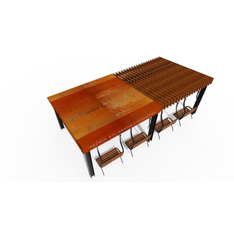 Lauko druskų kambarys (Haloterapija) su pergole, supynėmis ir suolais iš iroko medienos 'Premium Collection / STF/27-41-02/MDL'