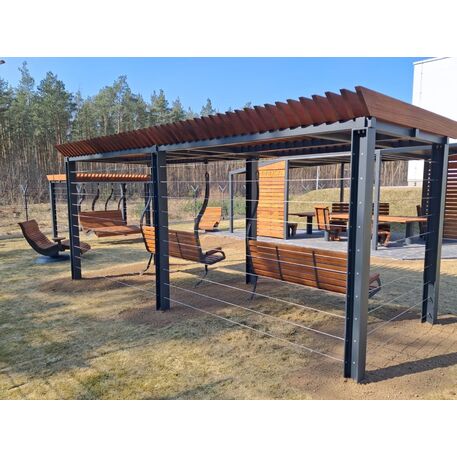 Metalinė pergolė su supynėmis iš iroko medienos 'Premium Collection / STF/22-31-01_07/MDL'