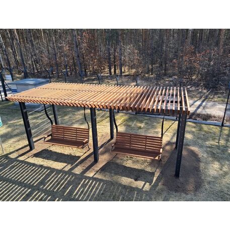 Metalinė pergolė su supynėmis iš iroko medienos 'Premium Collection / STF/22-31-01_07/MDL'