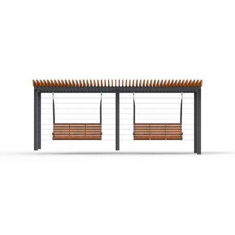 Metalinė pergolė su supynėmis iš iroko medienos 'Premium Collection / STF/22-31-01_07/MDL'