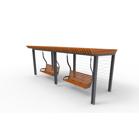 Metalinė pergolė su supynėmis iš iroko medienos 'Premium Collection / STF/22-31-01_07/MDL'