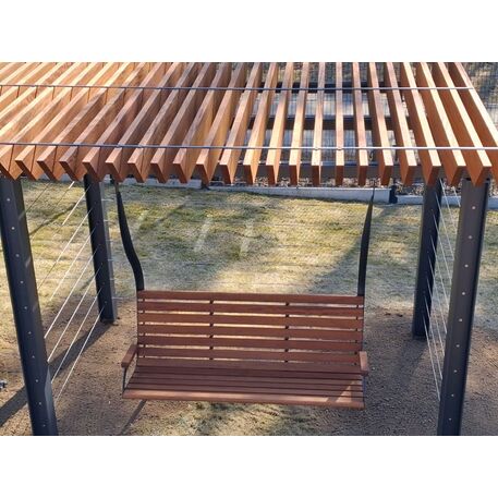 Metalinė pergolė su supynėmis iš iroko medienos 'Premium Collection / STF/22-31-01_07/MDL'