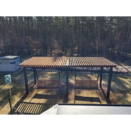 Metalinė pergolė su supynėmis iš iroko medienos 'Premium Collection / STF/22-31-01_07/MDL'