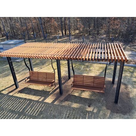 Metalinė pergolė su supynėmis iš iroko medienos 'Premium Collection / STF/22-31-01_07/MDL'