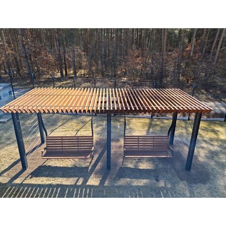 Metalinė pergolė su supynėmis iš iroko medienos 'Premium Collection / STF/22-31-01_07/MDL'