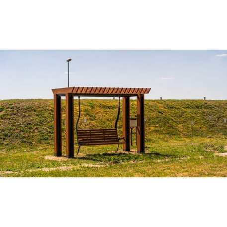 Metalinė pergolė su supynėmis iš iroko medienos 'Premium Collection / STF/22-31-01_07/MDL'