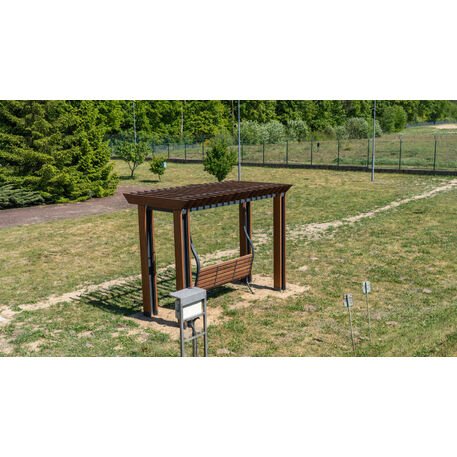 Metalinė pergolė su supynėmis iš iroko medienos 'Premium Collection / STF/22-31-01_07/MDL'