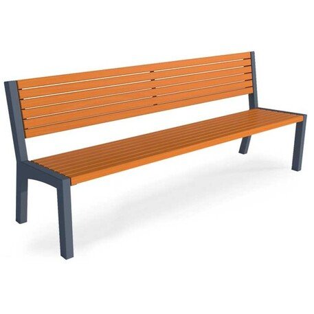 Металлическая скамейка со спинкой и деревянным сиденьем 'MBG/31-Asteria III / 190cm'