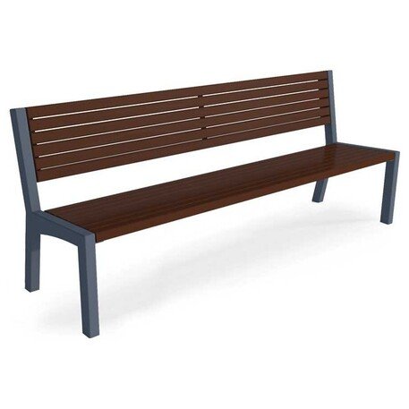 Металлическая скамейка со спинкой и деревянным сиденьем 'MBG/31-Asteria III / 190cm'