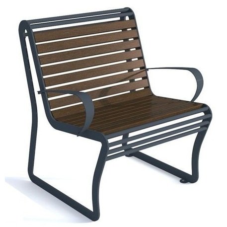 Металлическая скамейка со спинкой и деревянным сиденьем 'MBG/40-Tuluza III / 62cm'