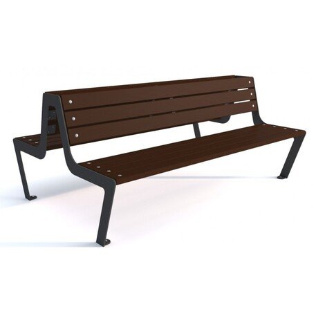 Металлическая скамейка со спинкой и деревянным сиденьем 'MBG/50-Atena / 182cm'