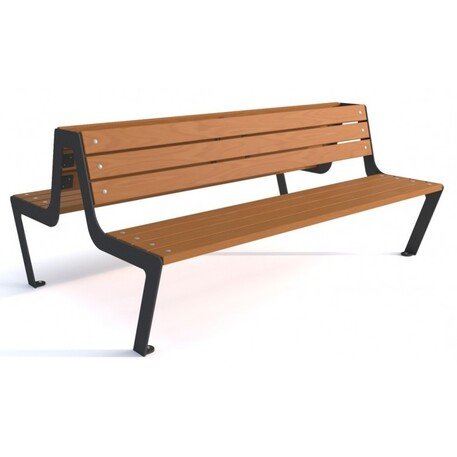 Металлическая скамейка со спинкой и деревянным сиденьем 'MBG/50-Atena / 182cm'