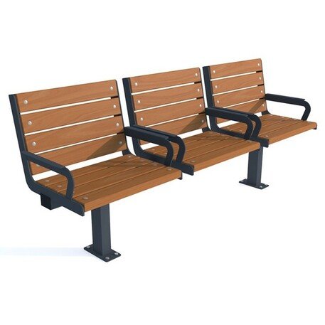 Металлическая скамейка со спинкой и деревянным сиденьем 'MBG/60-Rawi / 210cm'