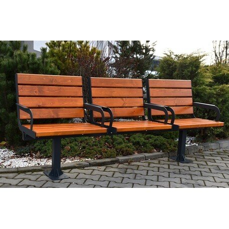 Металлическая скамейка со спинкой и деревянным сиденьем 'MBG/60-Rawi / 210cm'