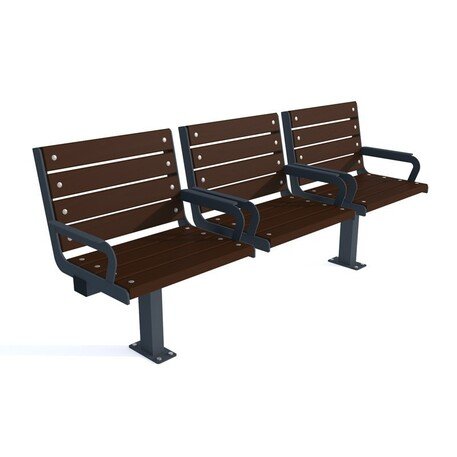 Металлическая скамейка со спинкой и деревянным сиденьем 'MBG/60-Rawi / 210cm'