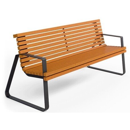 Металлическая скамейка со спинкой и деревянным сиденьем 'MBG/70-Dore / 180cm'