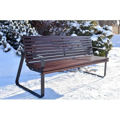 Металлическая скамейка со спинкой и деревянным сиденьем 'MBG/70-Dore / 180cm'