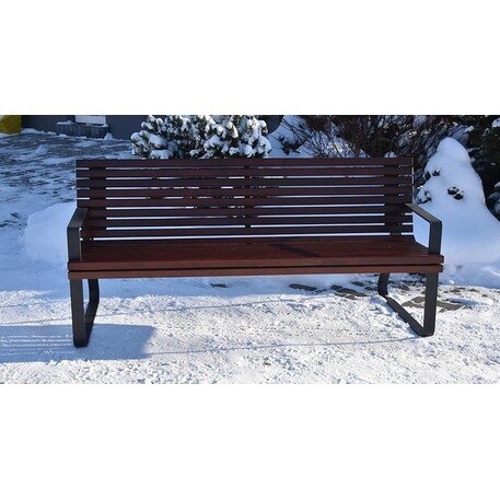 Металлическая скамейка со спинкой и деревянным сиденьем 'MBG/70-Dore / 180cm'