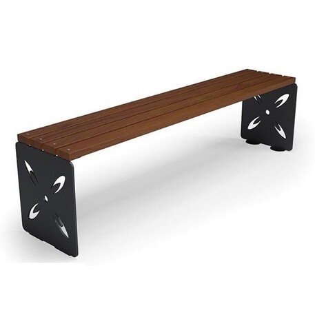 Металлическая скамейка без спинки с деревянным сиденьем 'MBG/80-Saturn / 150-180cm'
