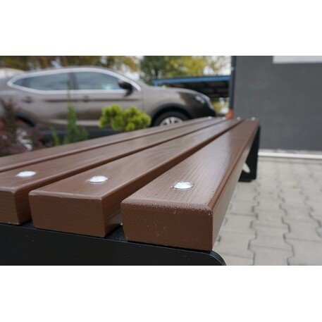 Металлическая скамейка без спинки с деревянным сиденьем 'MBG/80-Saturn / 150-180cm'