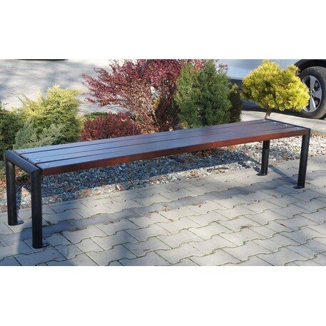 Металлическая скамейка без спинки с деревянным сиденьем 'MBG/90-Stokrotka I / 190cm'