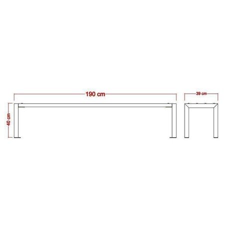 Металлическая скамейка без спинки с деревянным сиденьем 'MBG/90-Stokrotka I / 190cm'