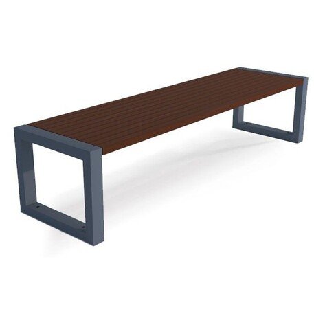 Металлическая скамейка без спинки с деревянным сиденьем 'MBG/100-Semi X / 192cm'