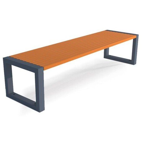 Металлическая скамейка без спинки с деревянным сиденьем 'MBG/100-Semi X / 192cm'