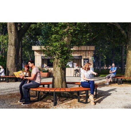 Металлическая скамейка без спинки с деревянным сиденьем 'MBG/108-Amant I / 191cm'