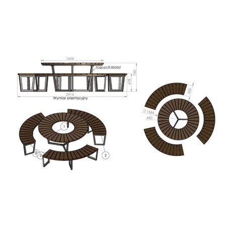 Metal picnic table with benches and wooden seating surfaces 'MBG_153 / Picnic Set Amant II'