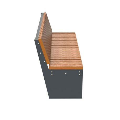 Metal bench with backrest made of Iroko wood 'Urbano 1386/MDL'