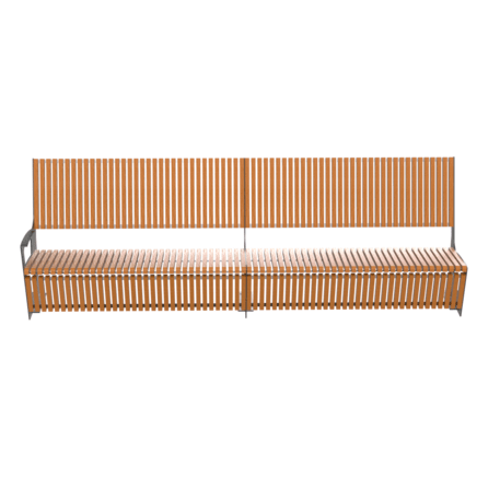 Metal bench with backrest made of Iroko wood 'Urbano 1378/MDL'