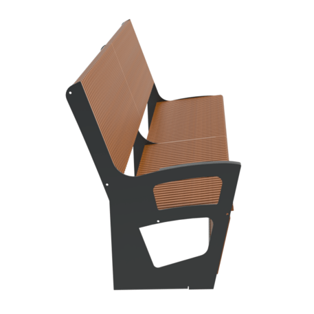 Metal bench with backrest made of Iroko wood 'Urbano 1378/MDL'