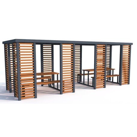 Metal gazebo–pergola with benches and a picnic table 'Polaris I / 558cm'