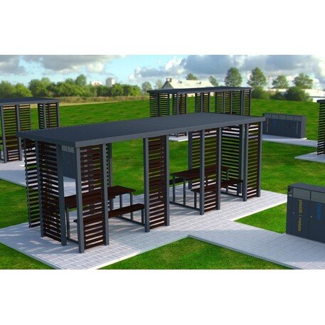 Metal gazebo–pergola with benches and a picnic table 'Polaris I / 558cm'