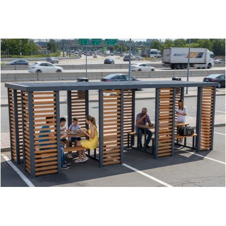Metal gazebo–pergola with benches and a picnic table 'Polaris I / 558cm'