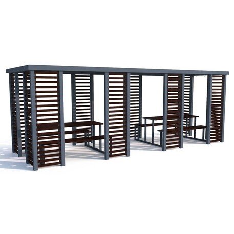 Metal gazebo–pergola with benches and a picnic table 'Polaris I / 558cm'