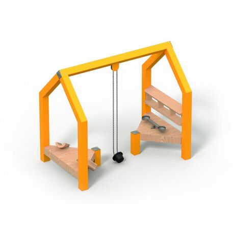 Moduliniai vaikų žaidimų aikštelių kompleksai 3–12 metų vaikams – kolekcija 'Frame / Ninja' MBG-Sand house 02585