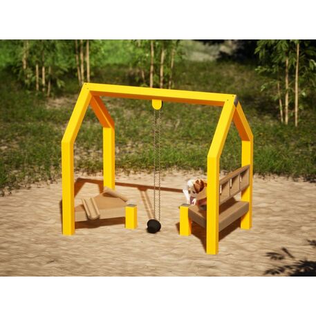 Moduliniai vaikų žaidimų aikštelių kompleksai 3–12 metų vaikams – kolekcija 'Frame / Ninja' MBG-Sand house 02585