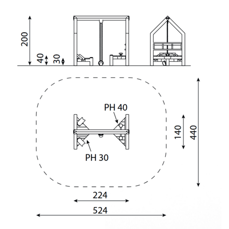 Moduliniai vaikų žaidimų aikštelių kompleksai 3–12 metų vaikams – kolekcija 'Frame / Ninja' MBG-Sand house 02585