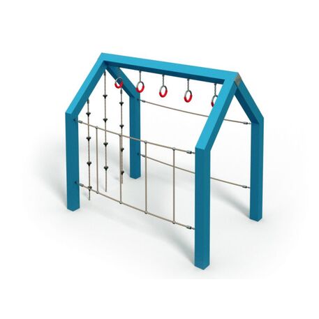 Moduliniai vaikų žaidimų aikštelių kompleksai 3–12 metų vaikams – kolekcija 'Frame / Ninja' MBG-Dangle house 02607