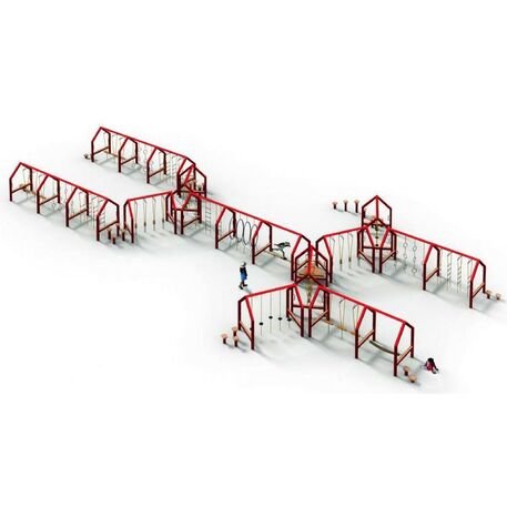 Complessi modulari per parchi giochi per bambini dai 3 ai 12 anni – collezione “Frame / Ninja” MBG-Ninja Frame Wettkampf house 02734
