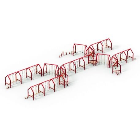 Complessi modulari per parchi giochi per bambini dai 3 ai 12 anni – collezione “Frame / Ninja” MBG-Ninja Frame Wettkampf house 02734