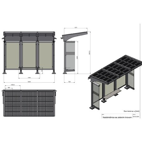 Bushaltestellenüberdachung – Pavillon 'Morita / 343cm'