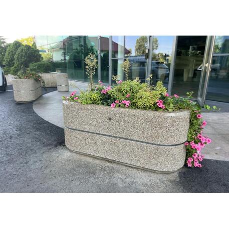 Betoninis vazonas – gėlinė, padengta smulkia granito skaldele 'Premium / 150x55xH/65cm / BS-196'