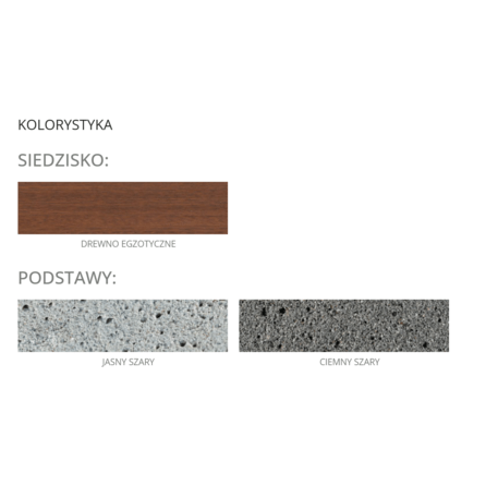 Concrete chair without backrest and Iroko wood seat 'Deva / 001705' 