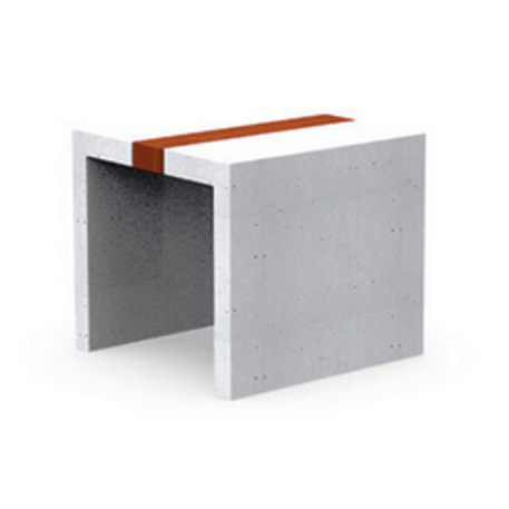 Concrete chair without backrest and Iroko wood seat 'Deva / 001705' 