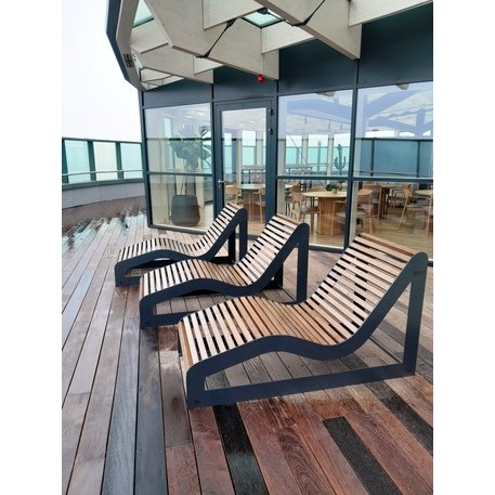 Metal lounge chair with wooden seat 'BD/LM002_1702/MDL'