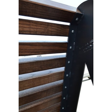 Metal lounge chair with wooden seat 'BD/LM002_1702/MDL'