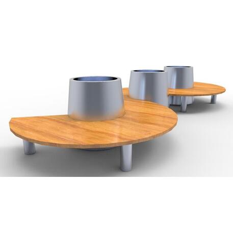 Okrągła metalowa donica z drewnianą ławką z drewna Iroko 'Premium Collection / STF/13-04-41/MDL'